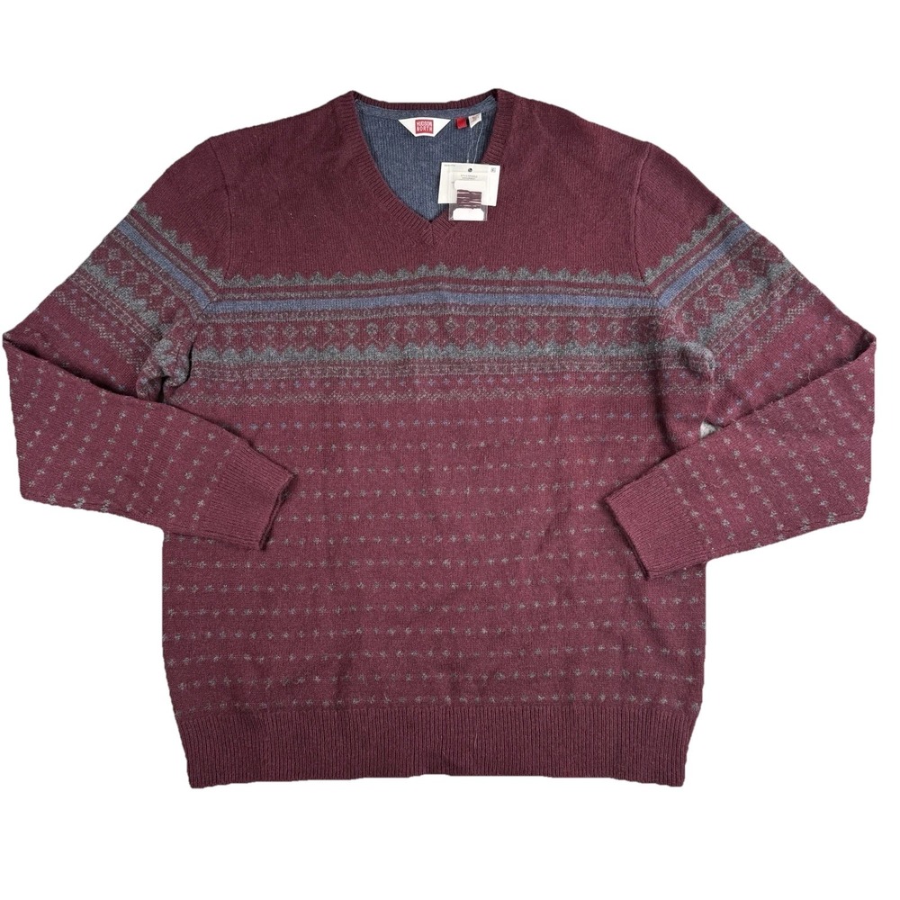 Hudson North Sweater Mens XL Wool‎ Blend Crewneck Pullover Fair Isle Christmas